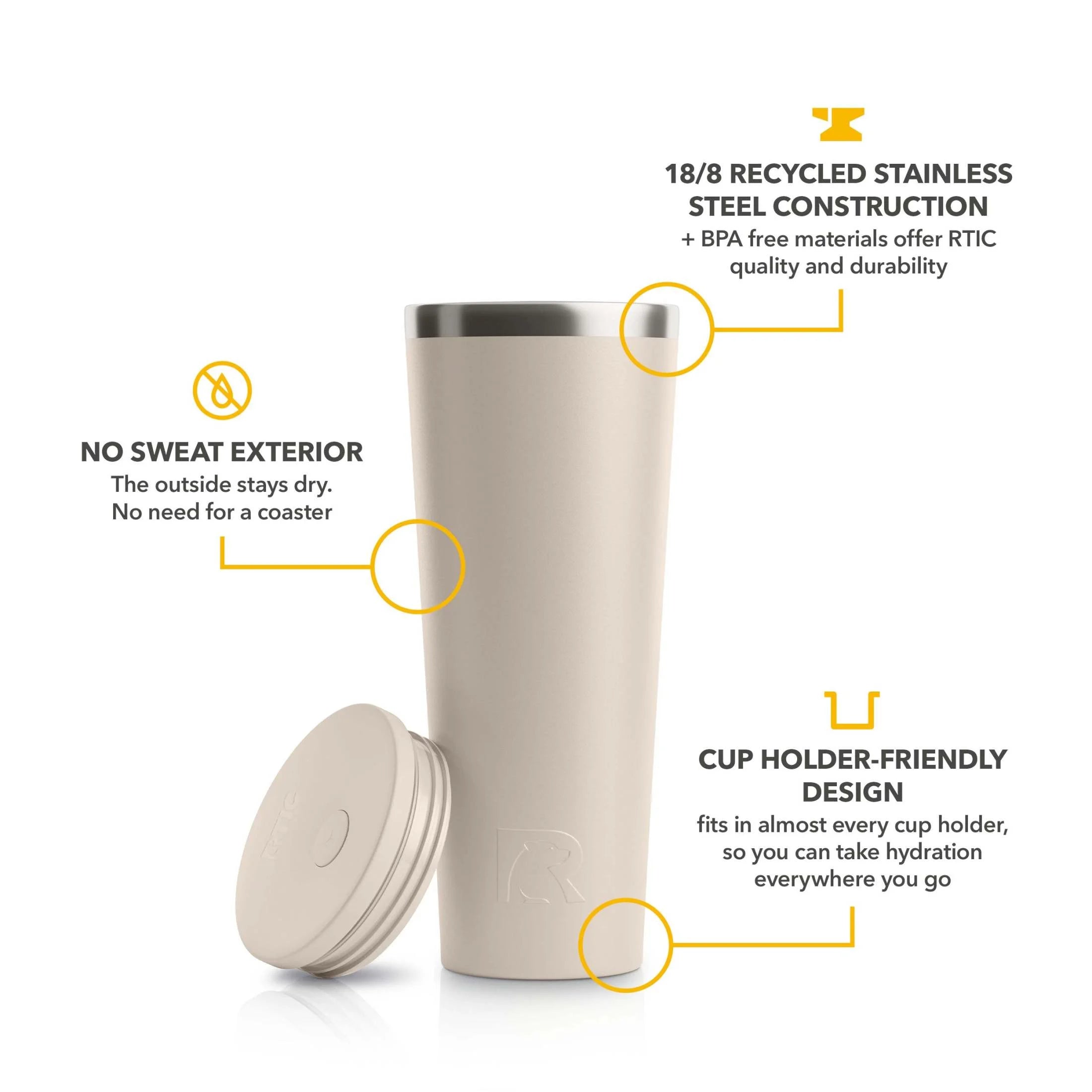 28 Oz Cerámica Forrada Everyday Tumbler, Tapa De Paja Resistente a Derrames, Playa